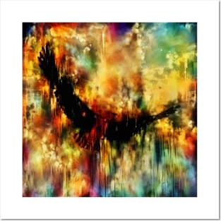 Painting eagle on an abstract background Posters and Art